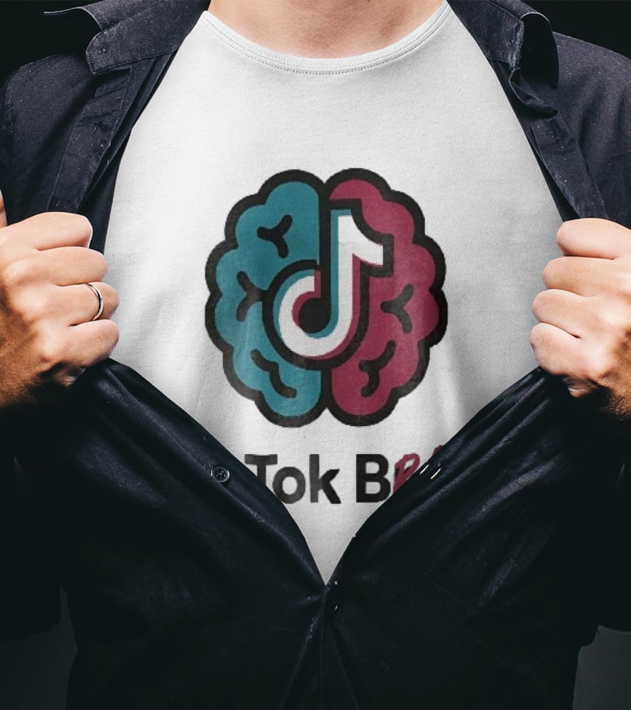 TikTok Brain Rot Teal Pink Hemispheres Music Note T-Shirt