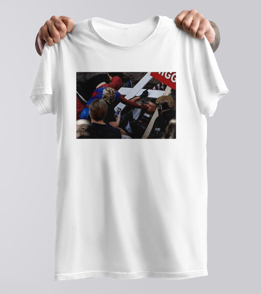 Unmasked Conflict Spider Man Vs Jake Lang Rally Minneapolis Protest T-Shirt