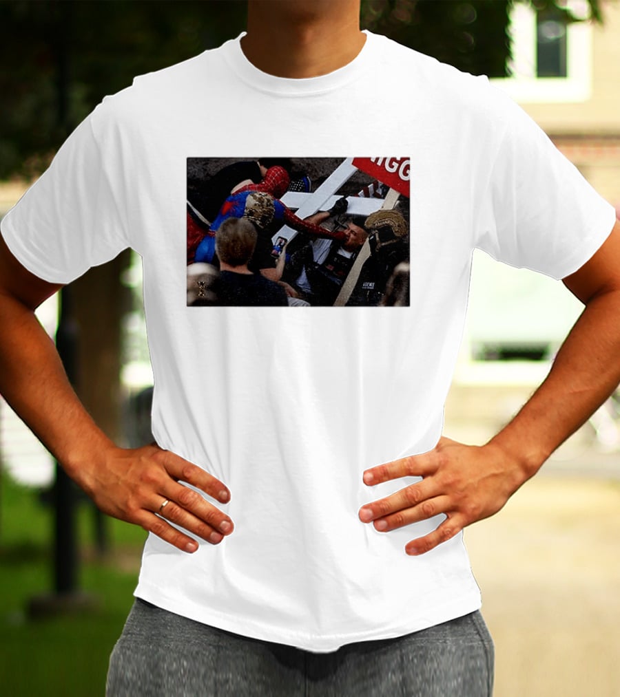 Unmasked Conflict Spider Man Vs Jake Lang Rally Minneapolis Protest T-Shirt