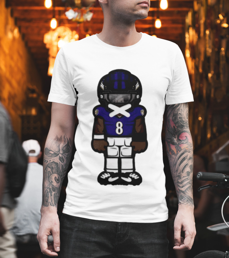 Lamar Jackson Baltimore Ravens Chibi Football 2026 Ravens Jersey Number 8 T-Shirt