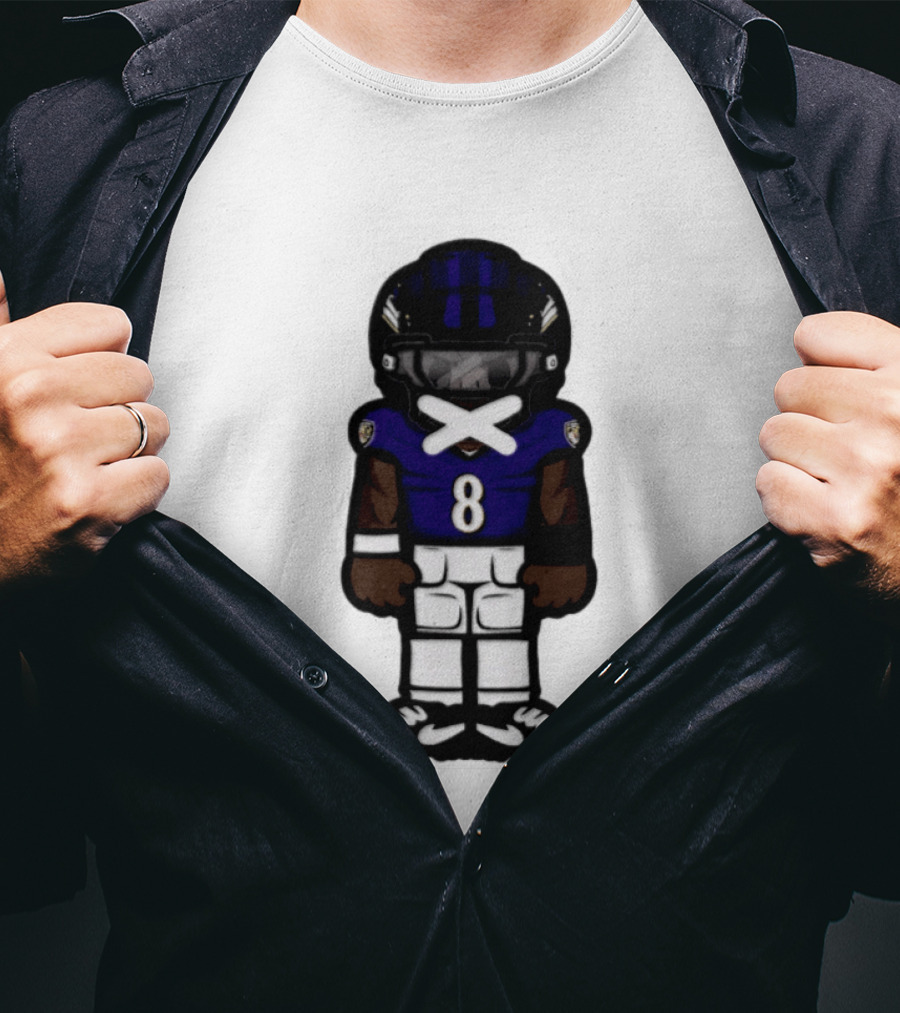 Lamar Jackson Baltimore Ravens Chibi Football 2026 Ravens Jersey Number 8 T-Shirt