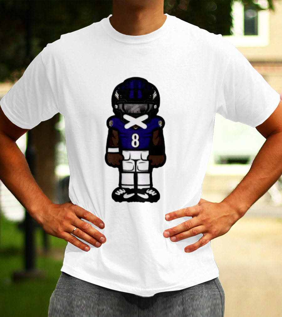 Lamar Jackson Baltimore Ravens Chibi Football 2026 Ravens Jersey Number 8 T-Shirt