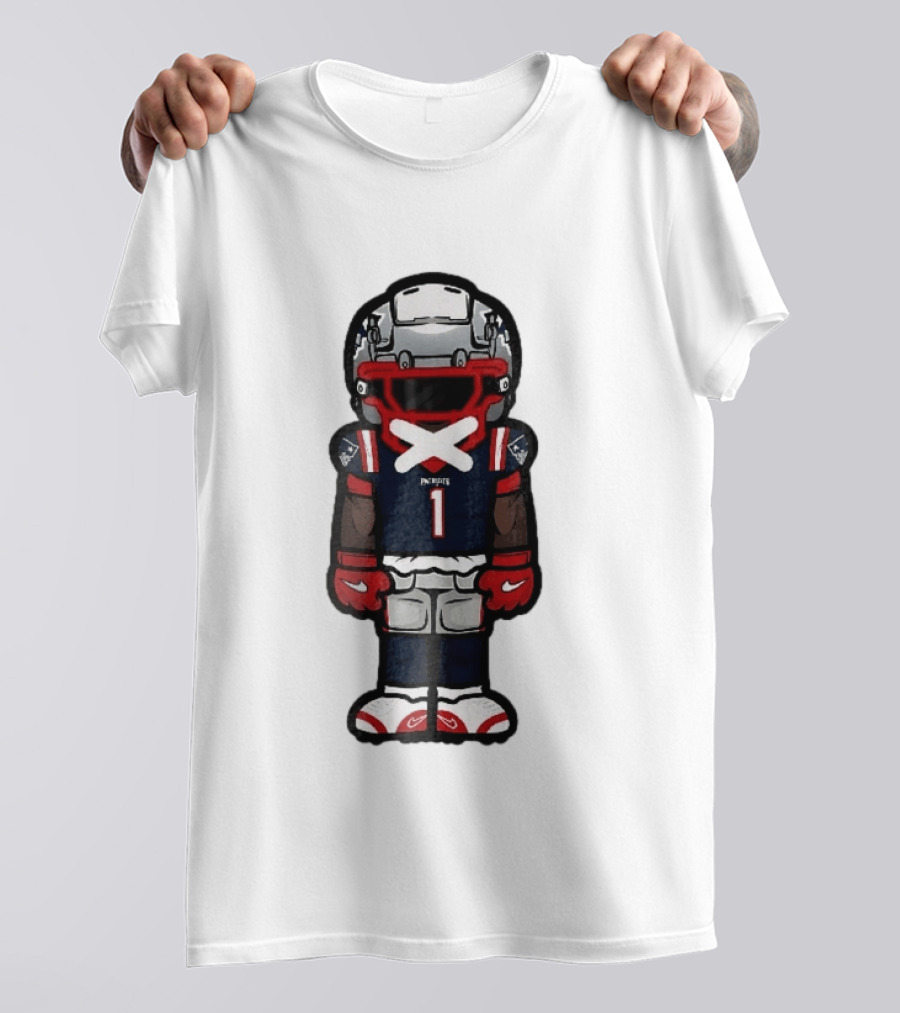 Patriots Chibi Player Jersey Number 1 Cartoon Football T-Shirt
