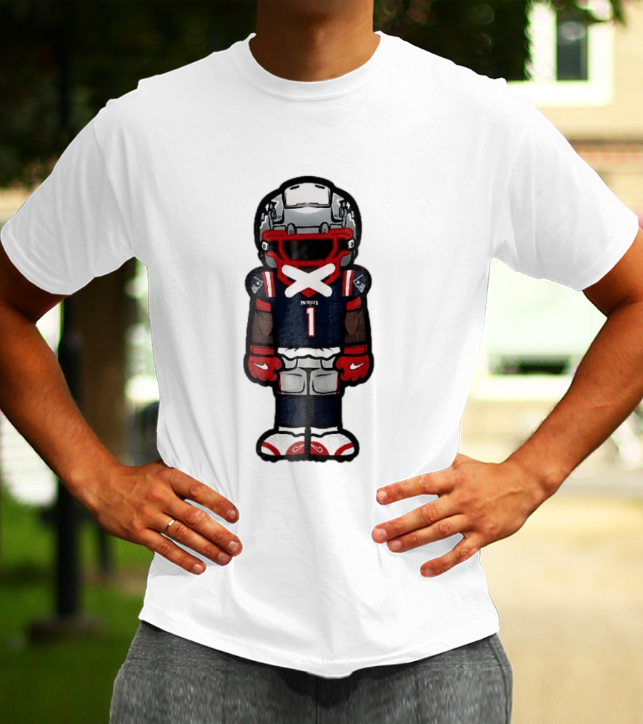 Patriots Chibi Player Jersey Number 1 Cartoon Football T-Shirt