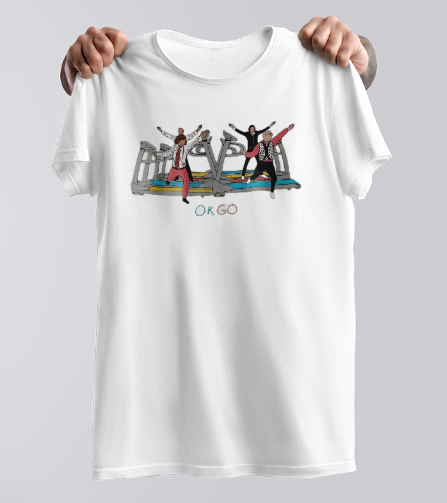 Ok Go Band Members Dancing On Treadmills Cartoon T-Shirt