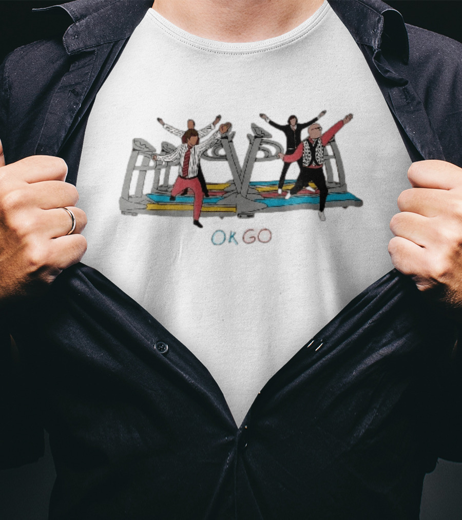 Ok Go Band Members Dancing On Treadmills Cartoon T-Shirt