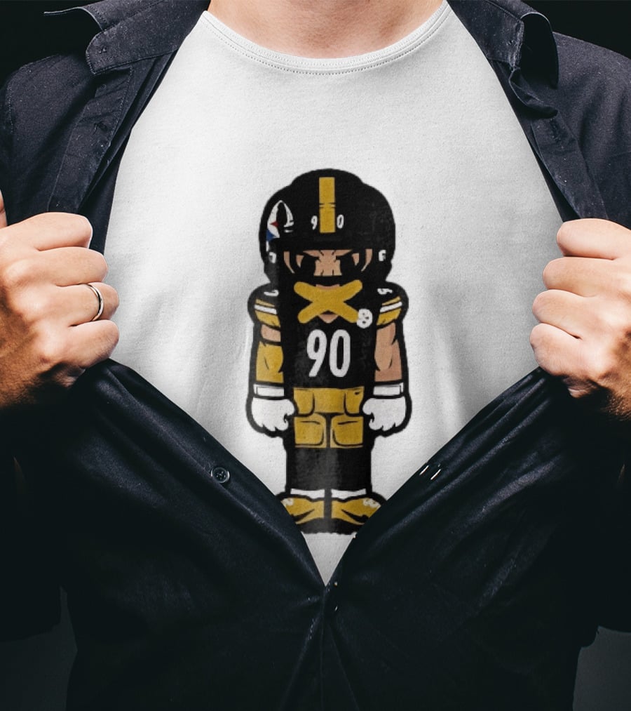 Pittsburgh Steelers 90 Cartoon Football Player Yellow Tape Mouth Iconic Team T-Shirt