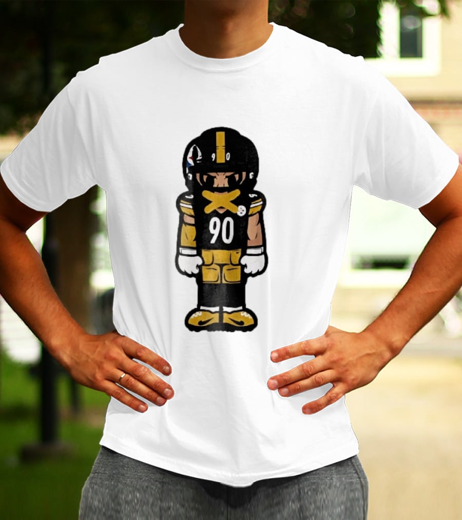Pittsburgh Steelers 90 Cartoon Football Player Yellow Tape Mouth Iconic Team T-Shirt