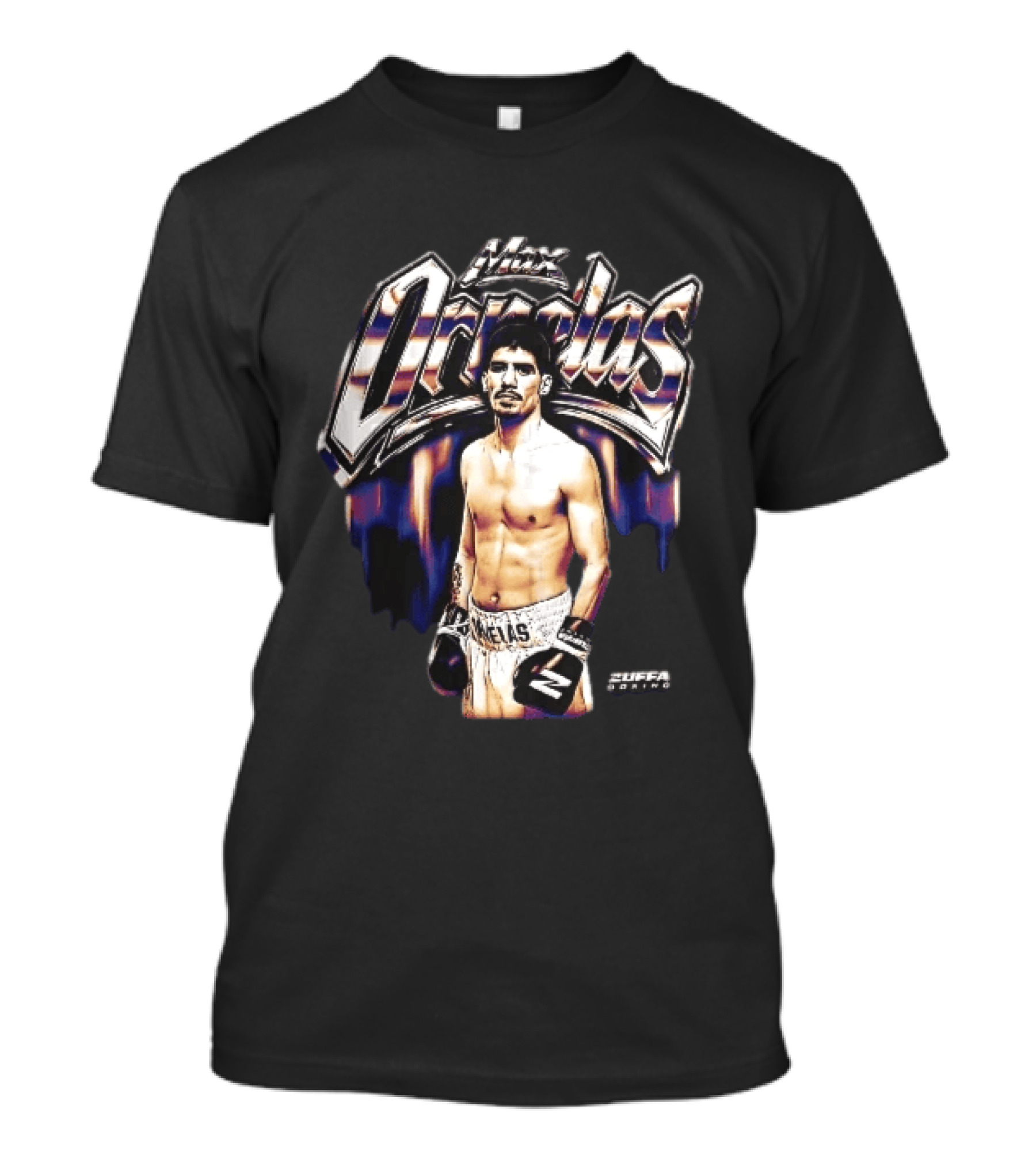 Max Ornelas Boxer Stance Metallic Chrome Lettering Flames Zuffa Boxing Bootleg T-Shirt