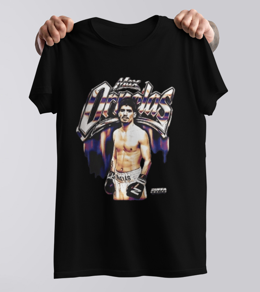 Max Ornelas Boxer Stance Metallic Chrome Lettering Flames Zuffa Boxing Bootleg T-Shirt