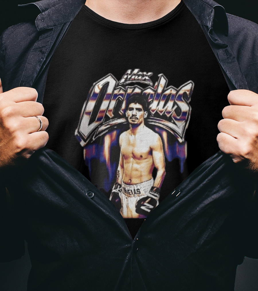 Max Ornelas Boxer Stance Metallic Chrome Lettering Flames Zuffa Boxing Bootleg T-Shirt