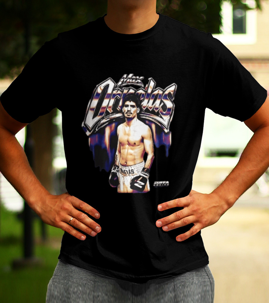 Max Ornelas Boxer Stance Metallic Chrome Lettering Flames Zuffa Boxing Bootleg T-Shirt