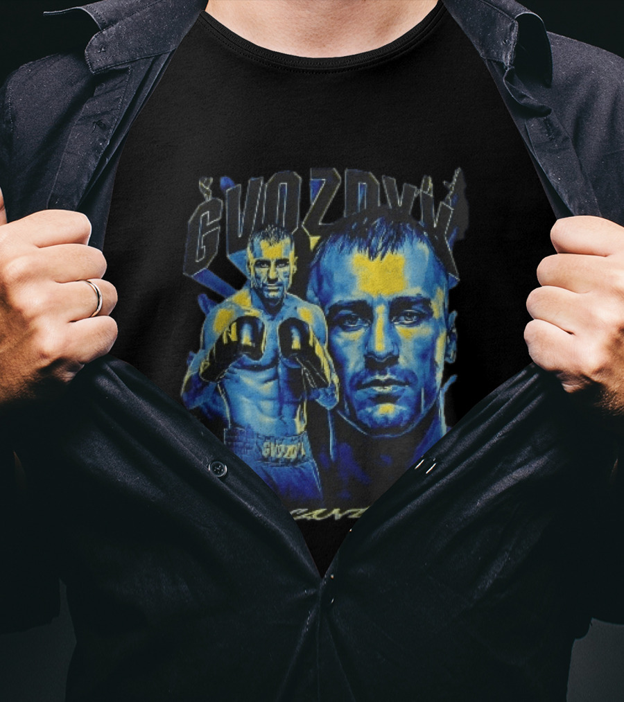 Gvozdyk Oleksandr Zuffa Boxing Yellow Blue Boxer Bootleg T-Shirt