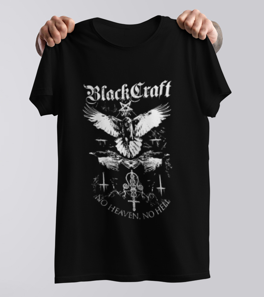 Blackcraft No Heaven No Hell Raven Symbol Gothic T-Shirt