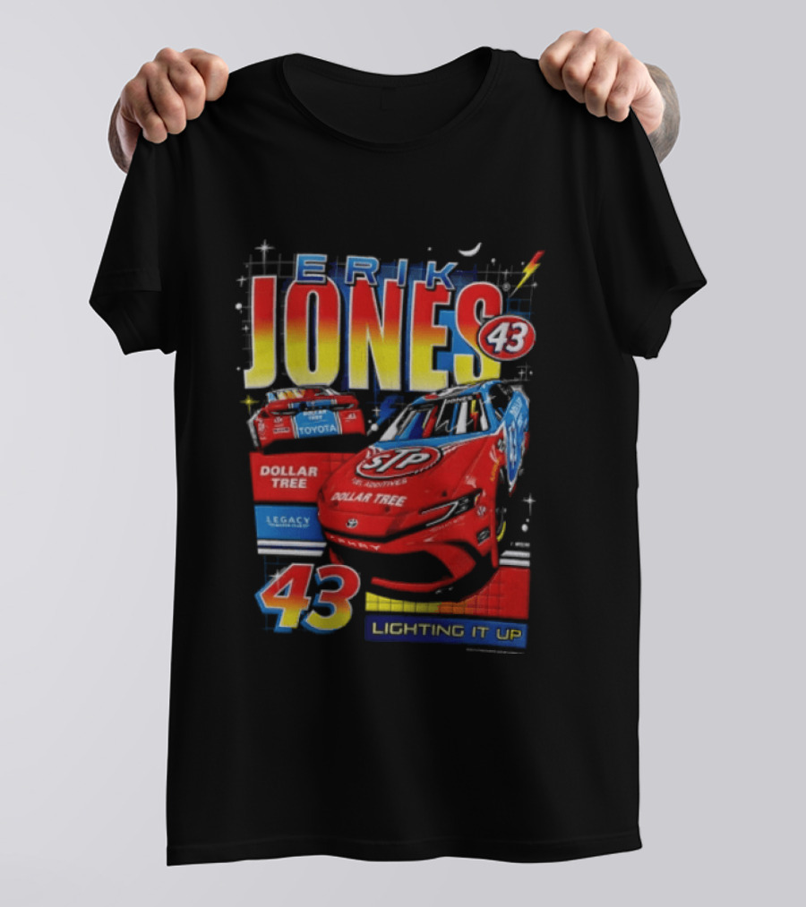Erik Jones 43 Dollar Tree Toyota Legacy Motor Club Lighting It Up Racing Car T-Shirt
