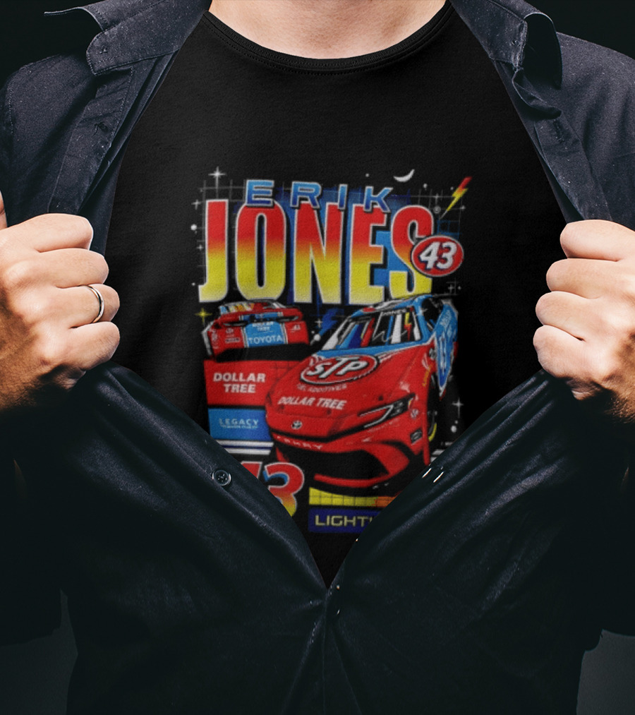 Erik Jones 43 Dollar Tree Toyota Legacy Motor Club Lighting It Up Racing Car T-Shirt