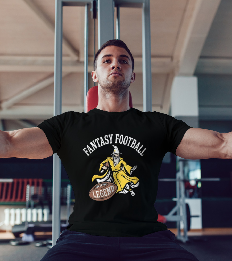 Fantasy Football Legend Yellow Robe Wizard Running With Ball T-Shirt