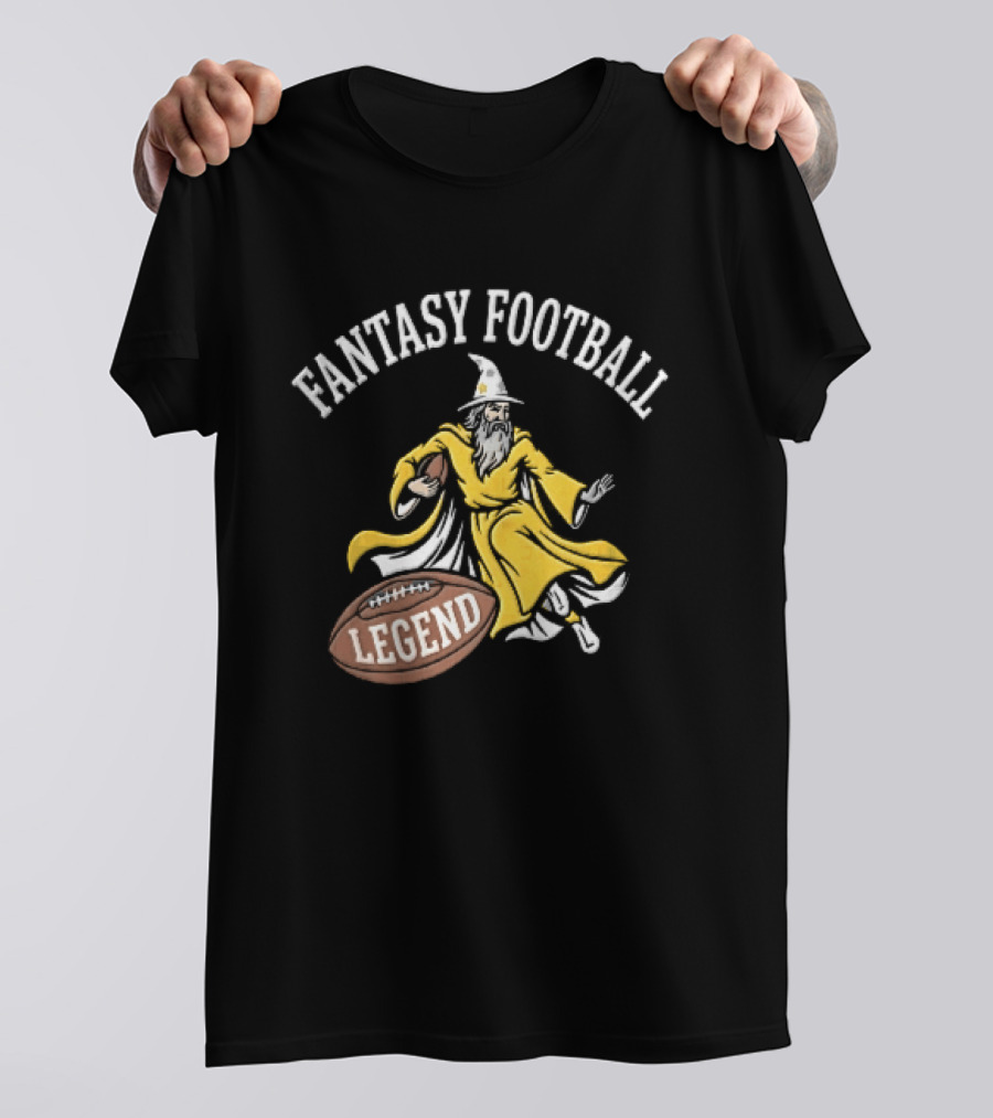 Fantasy Football Legend Yellow Robe Wizard Running With Ball T-Shirt