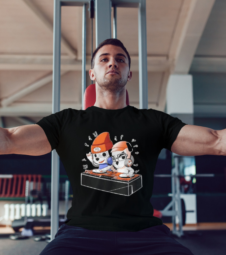 Parappa The Rapper DJ KK Animal Crossing Turntables Music Notes Collaboration T-Shirt