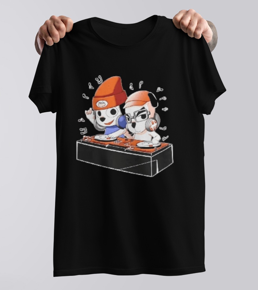 Parappa The Rapper DJ KK Animal Crossing Turntables Music Notes Collaboration T-Shirt