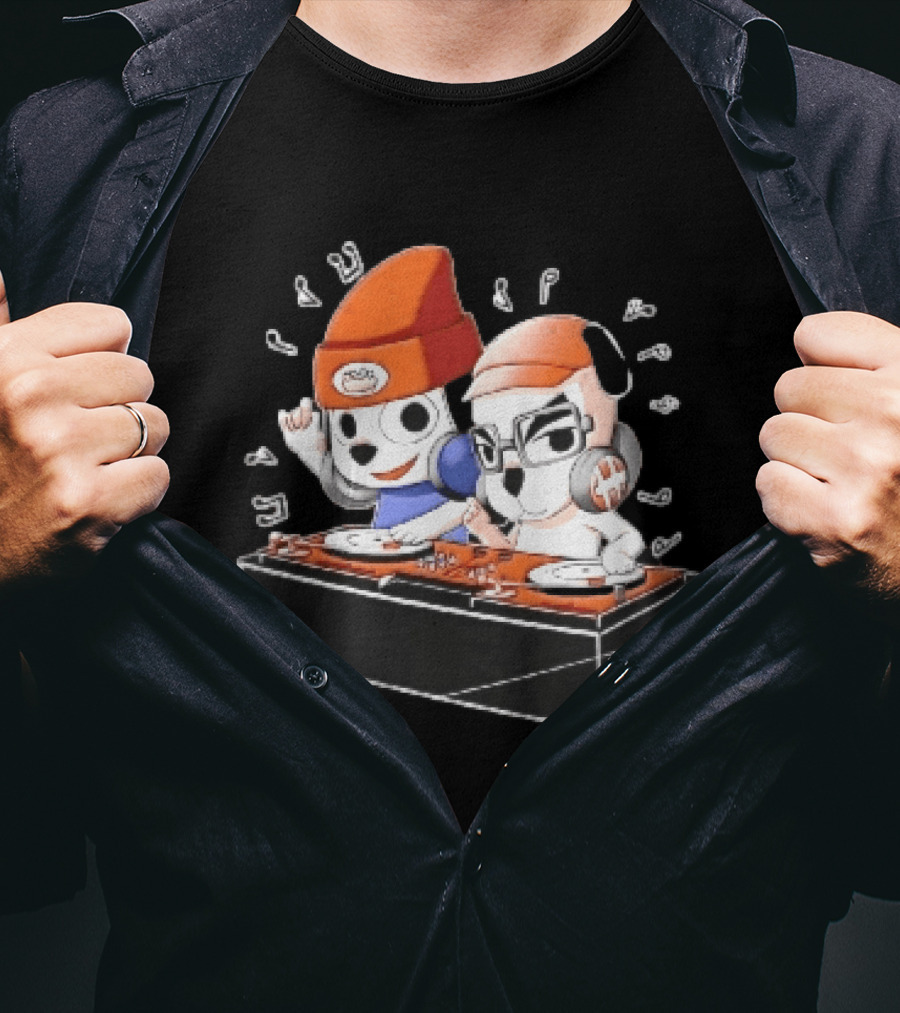 Parappa The Rapper DJ KK Animal Crossing Turntables Music Notes Collaboration T-Shirt