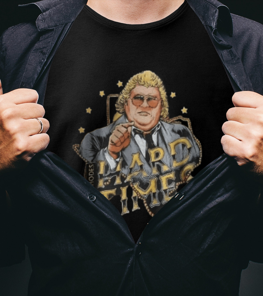 Dusty Rhodes Hard Times Wrestler Pointing Suit Sunglasses Stars T-Shirt