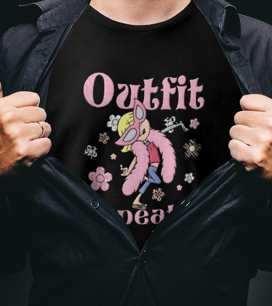 Outfit Repeater Cartoon Girl Pink Sunglasses Floral T-Shirt