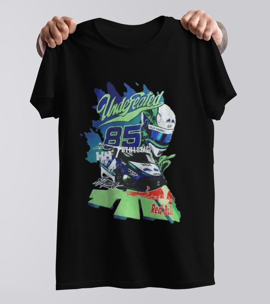 Undefeated 85 Athletics Red Bull Helly Hansen Race Car Helmet Splashes T-Shirt