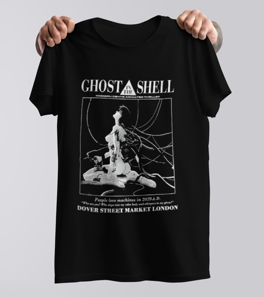Dover Street Market London Ghost In The Shell Mamoru Oshii 2029 Cyborg Female Wires Gun People Love Machines T-Shirt