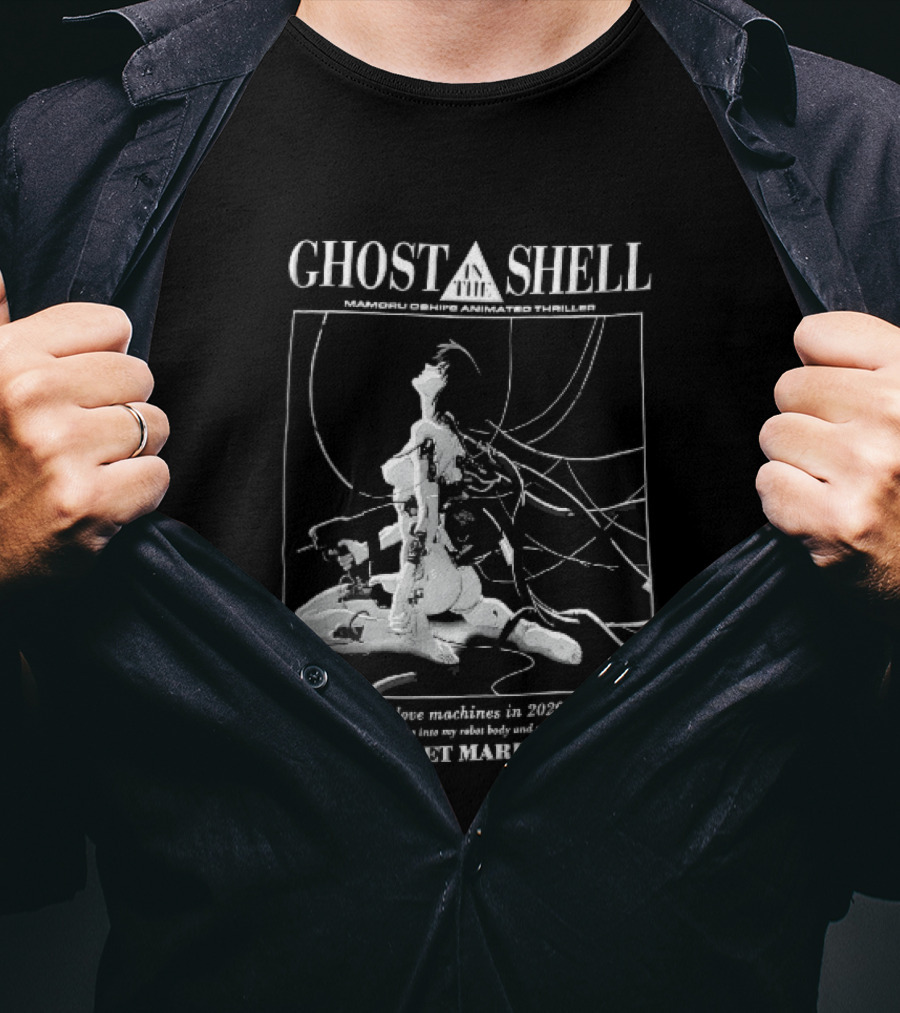 Dover Street Market London Ghost In The Shell Mamoru Oshii 2029 Cyborg Female Wires Gun People Love Machines T-Shirt