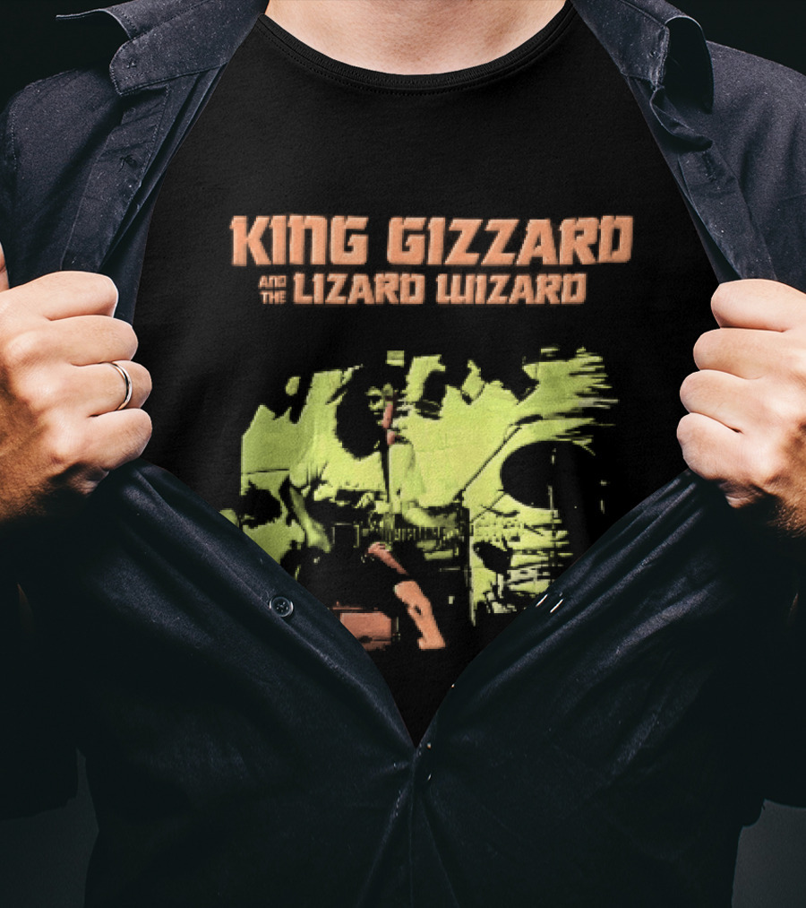 King Gizzard And The Lizard Wizard Live Stage Performance Green Yellow Abstract T-Shirt