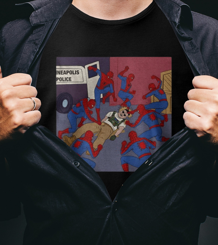 Spider Man How To Fight Fascism Neapolis Police Scene T-Shirt