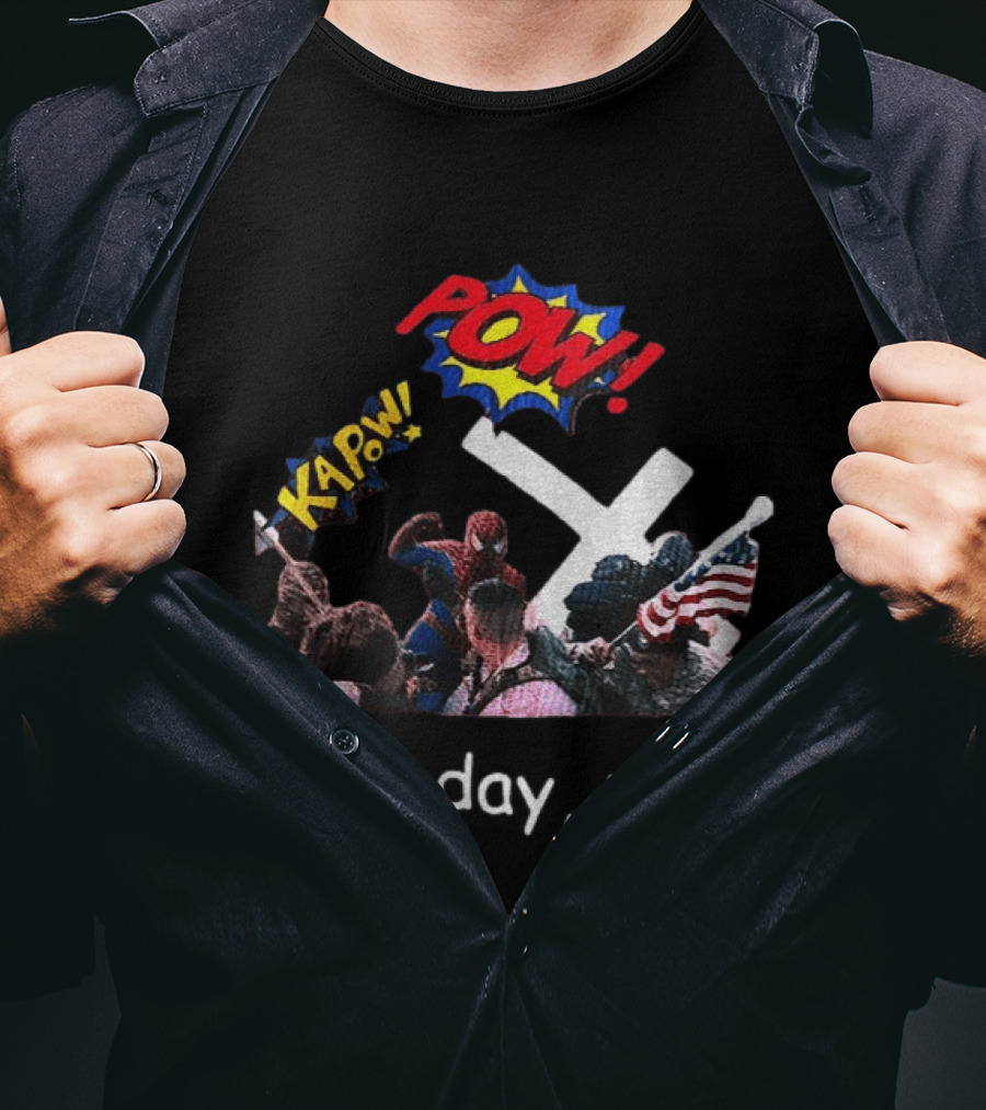 Spider Man Marvel Hero Anti Racist POW Kapow Not Today Punk T-Shirt
