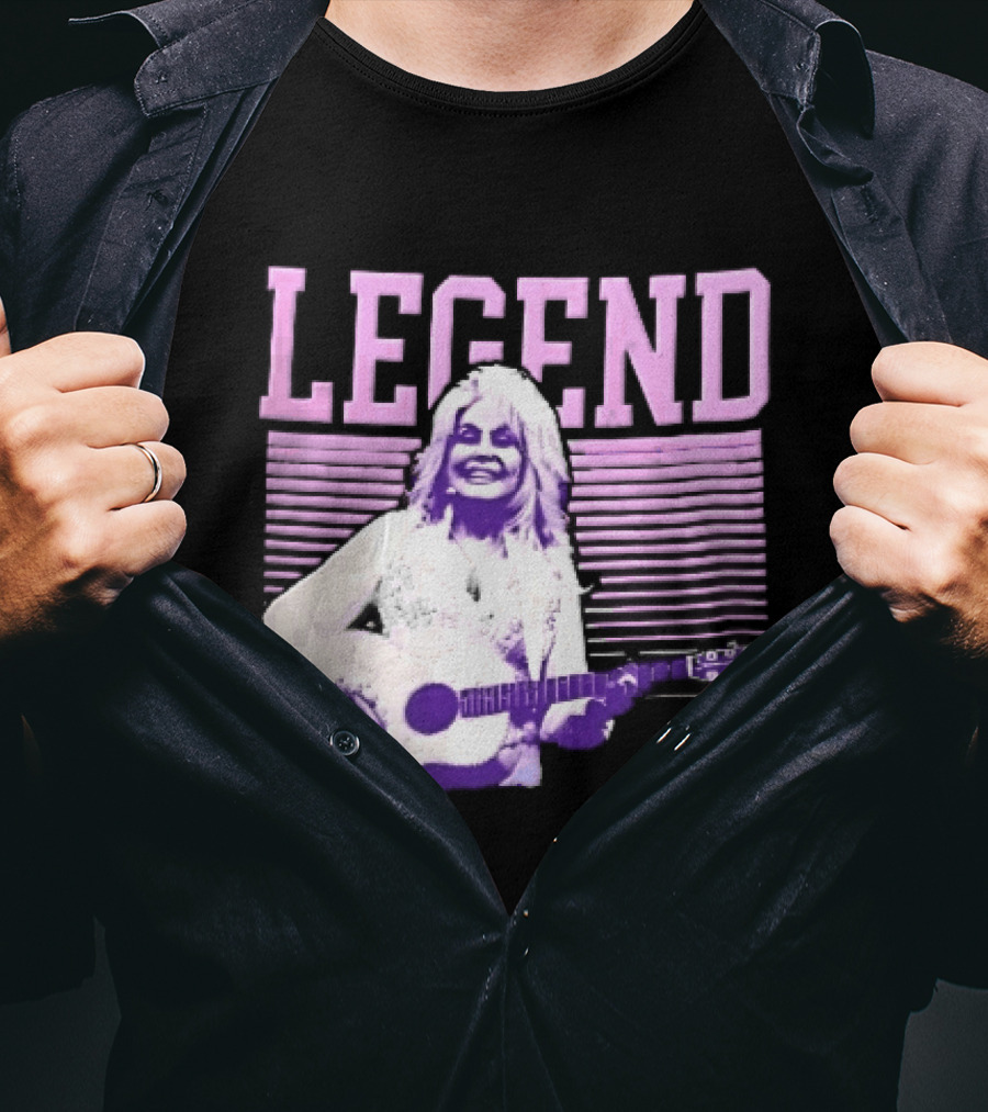 Legendary Female Country Singer Acoustic Guitar Pink Halftone Stripes T-Shirt