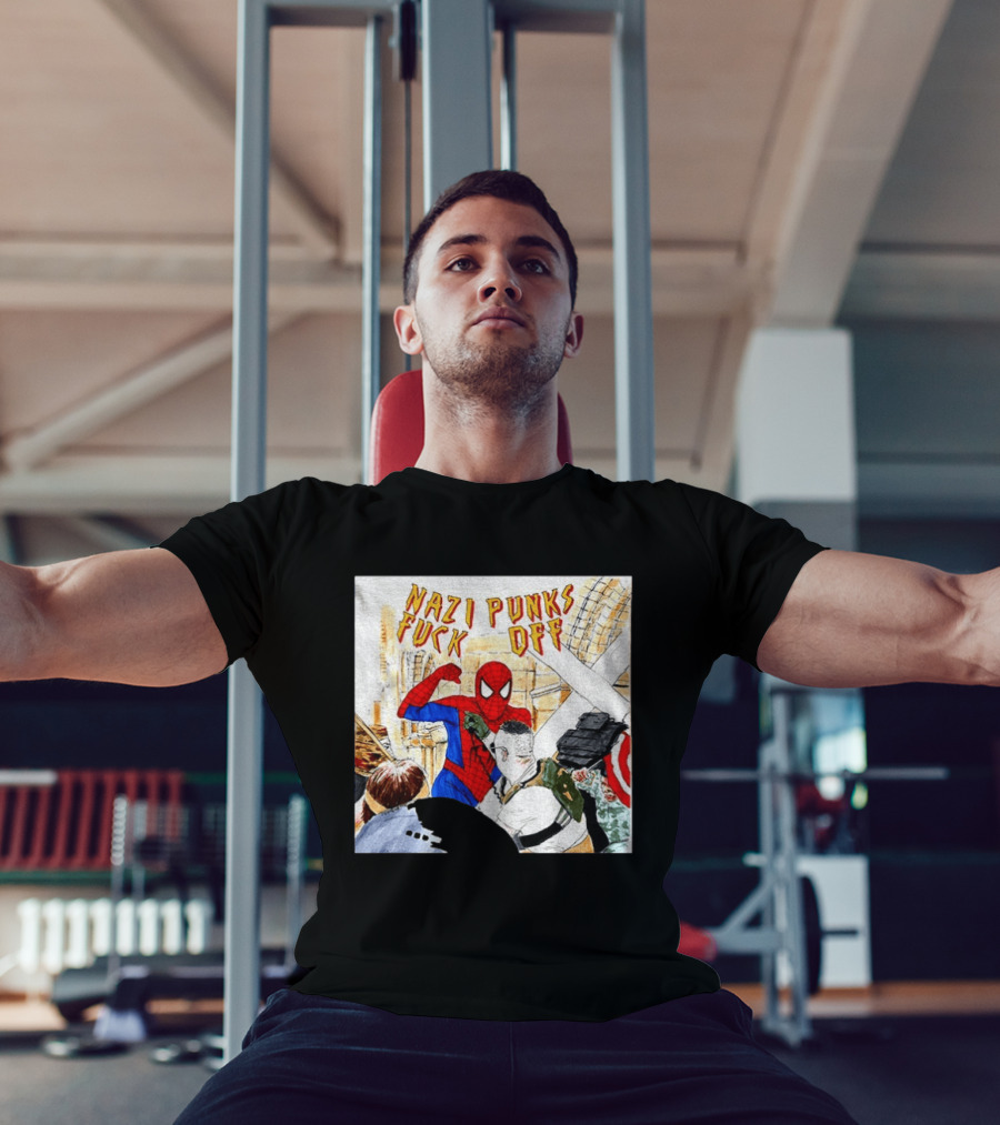 Nazi Punks Fuck Off Spiderman Characters Beating Minneapolis Police Pointing Meme T-Shirt