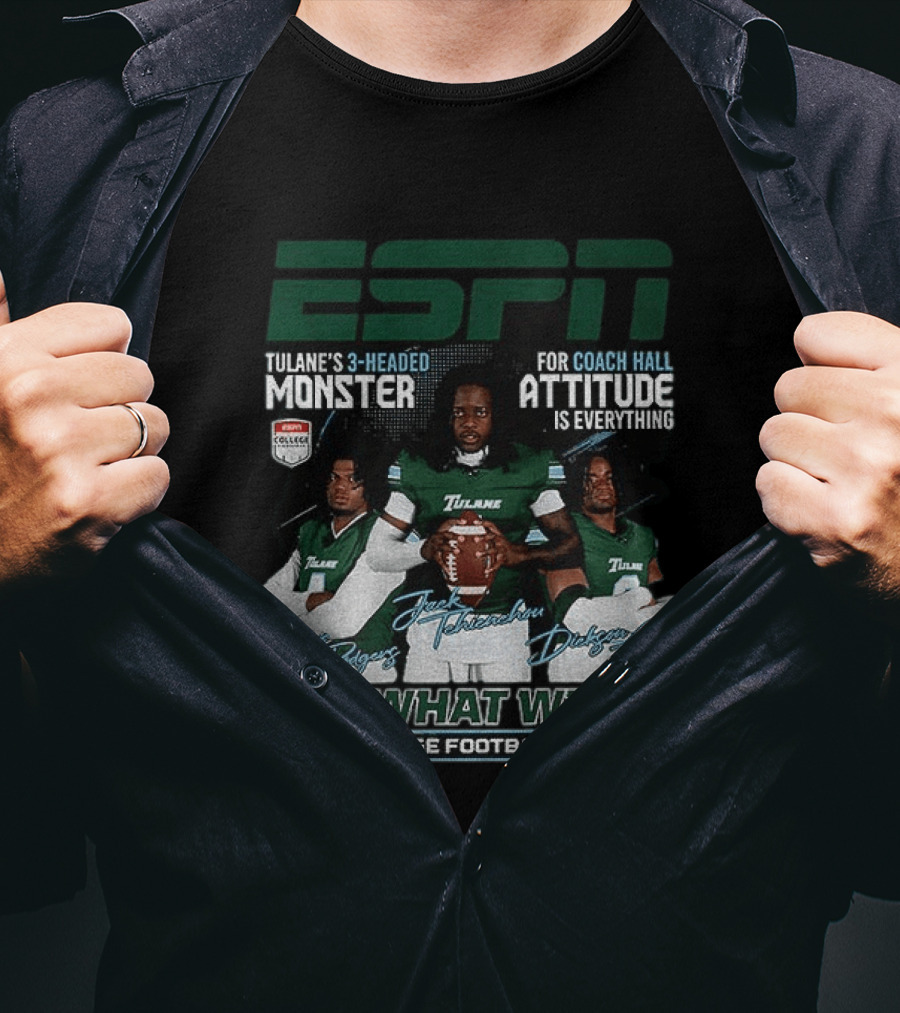 ESPN Tulane's 3 Headed Monster Chris Rodgers Jack Tehienchou Dickson Agu College Football Preview T-Shirt