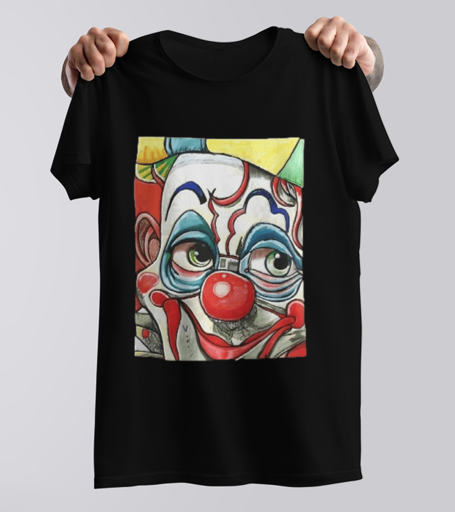 Viktor Clown With Red Nose And Green Eyes Caricature Painting T-Shirt