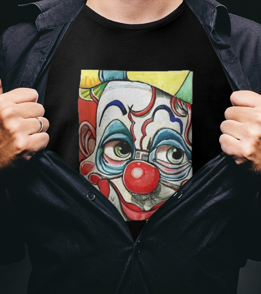 Viktor Clown With Red Nose And Green Eyes Caricature Painting T-Shirt