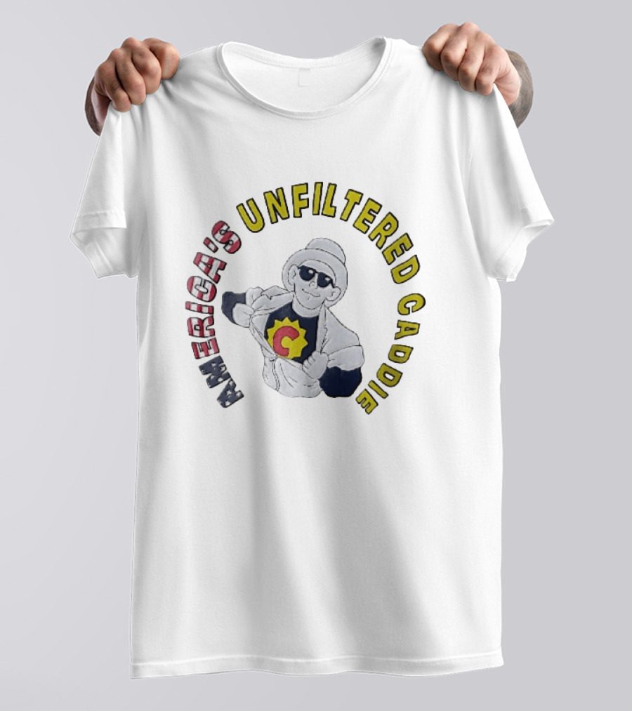 America's Unfiltered Caddie Cartoon Superhero Ripping Open Jumpsuit T-Shirt