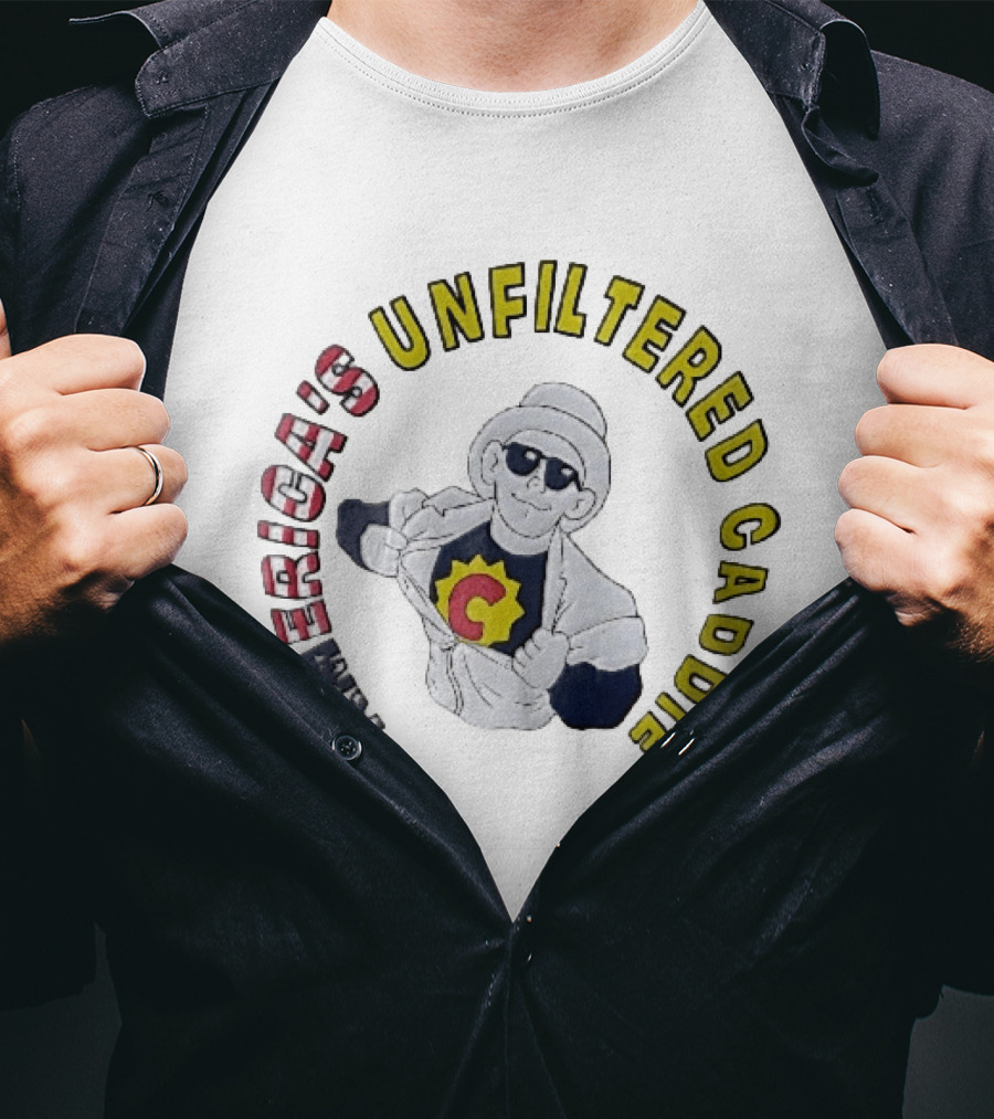 America's Unfiltered Caddie Cartoon Superhero Ripping Open Jumpsuit T-Shirt