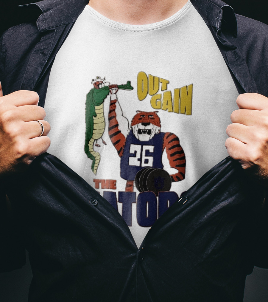 Auburn Tigers Out Gain The Gators Cartoon Weightlifting Alligator NCAA T-Shirt