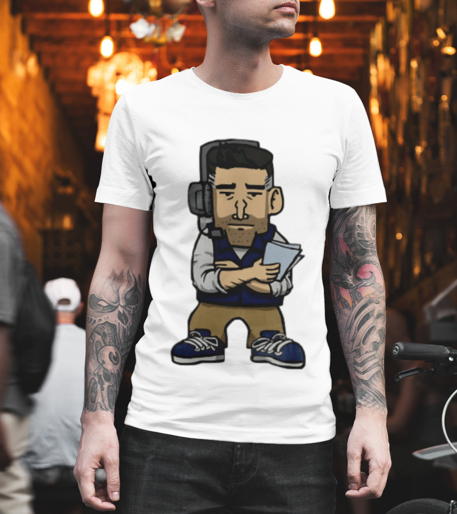 Bill Belichick Headset New England Patriots Coach Caricature T-Shirt