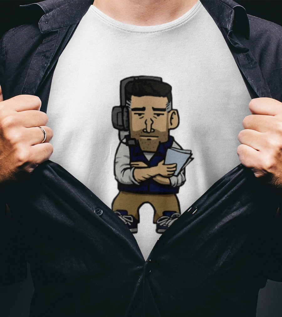 Bill Belichick Headset New England Patriots Coach Caricature T-Shirt