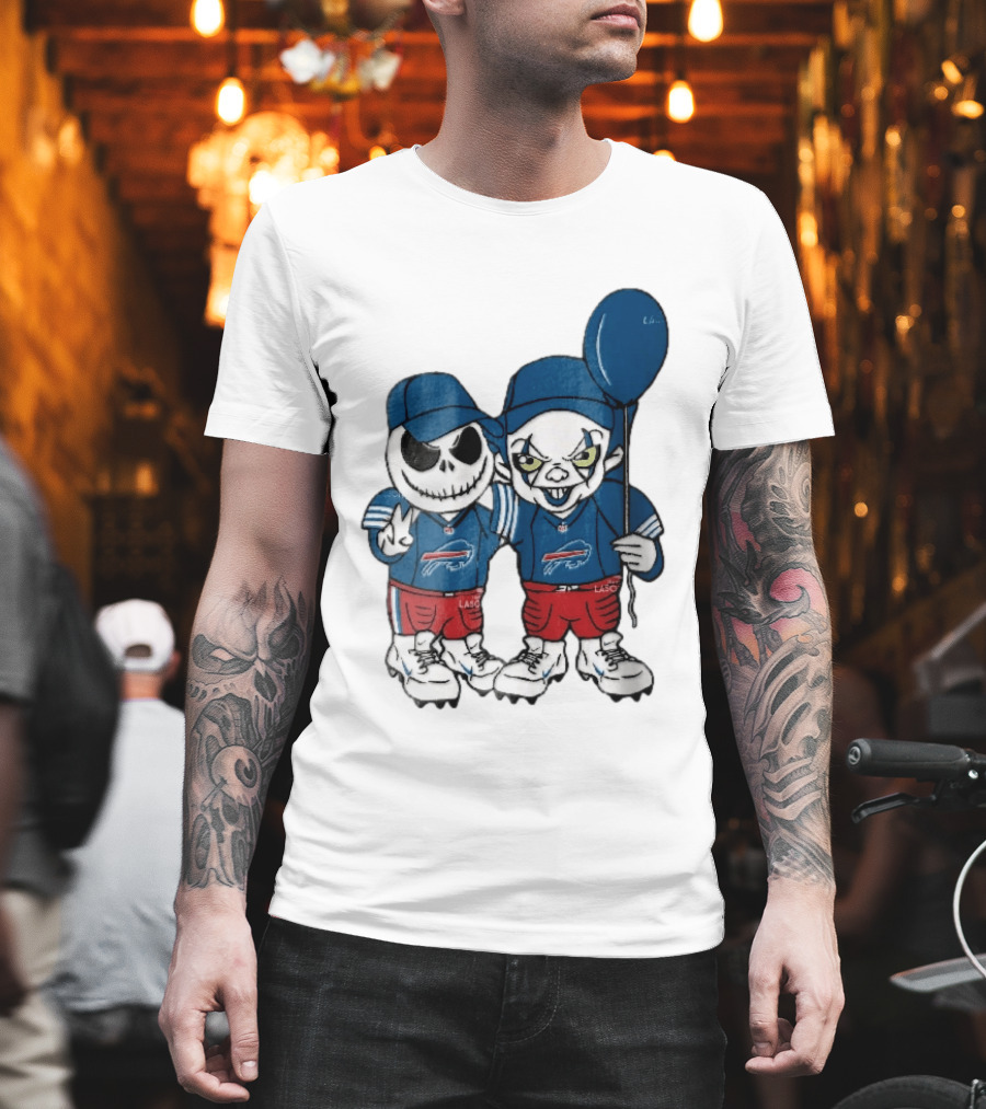 Buffalo Bills Skeleton Clown Duo With Balloon NFL Team Spirit T-Shirt