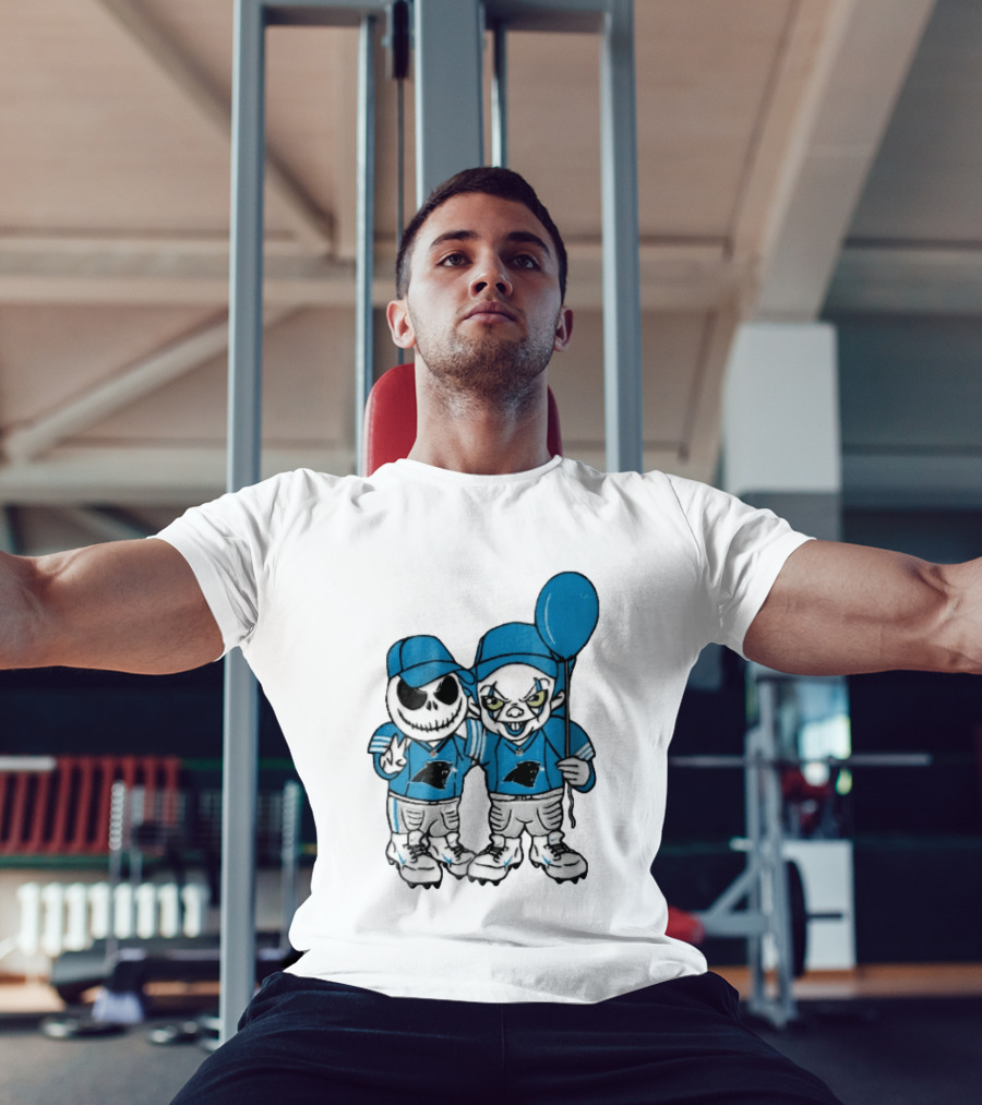Carolina Panthers Jack Skellington Pennywise Blue Balloon Cartoon T-Shirt
