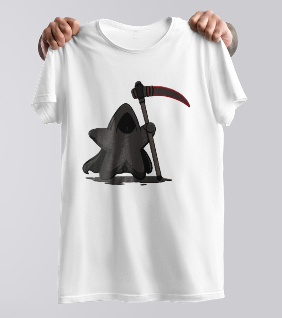 Cartoon Star Grim Reaper Cloak Red Lightsaber Scythe T-Shirt