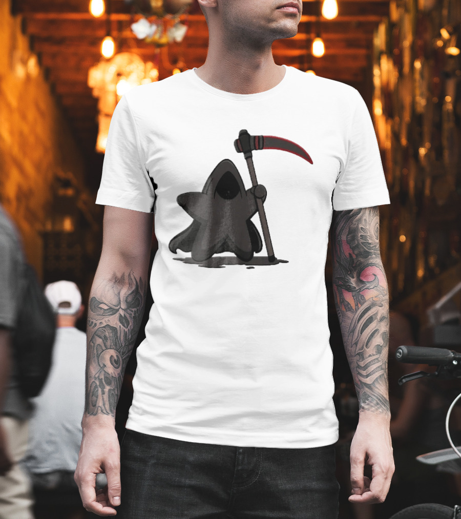 Cartoon Star Grim Reaper Cloak Red Lightsaber Scythe T-Shirt