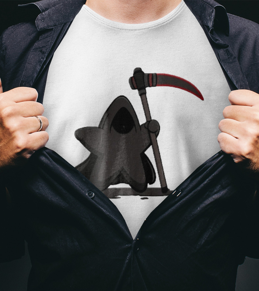 Cartoon Star Grim Reaper Cloak Red Lightsaber Scythe T-Shirt