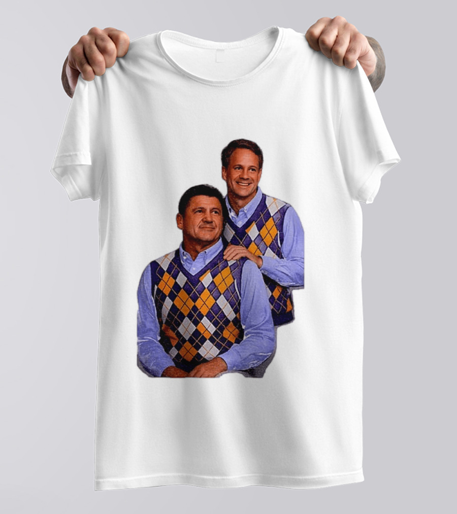 LSU Tigers Ed Orgeron Vs Kim Mulkey Argyle Sweater Coaches T-Shirt