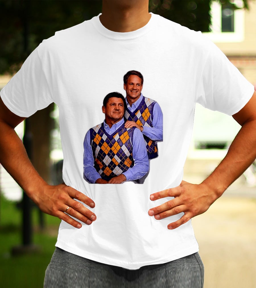 LSU Tigers Ed Orgeron Vs Kim Mulkey Argyle Sweater Coaches T-Shirt